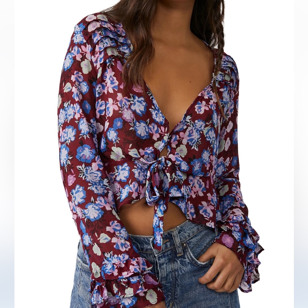 EUC FREE PEOPLE WOMEN MAYBEL BLOUSE IN SHIRAZ COMBO